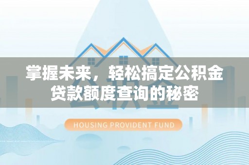 忻城掌握未来，轻松搞定公积金贷款额度查询的秘密