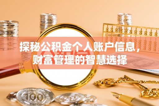 忻城探秘公积金个人账户信息，财富管理的智慧选择